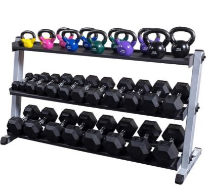 Body Solid Heavy Duty Commercial BLACK 3-Tier Dumbbell Rack
